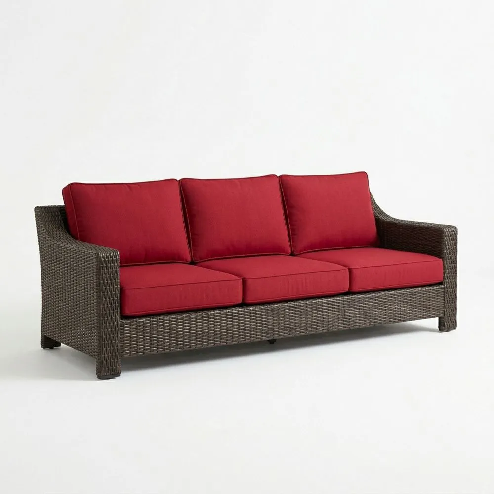 3-Sitzer Gartensofa aus Polyethylengeflecht Rot