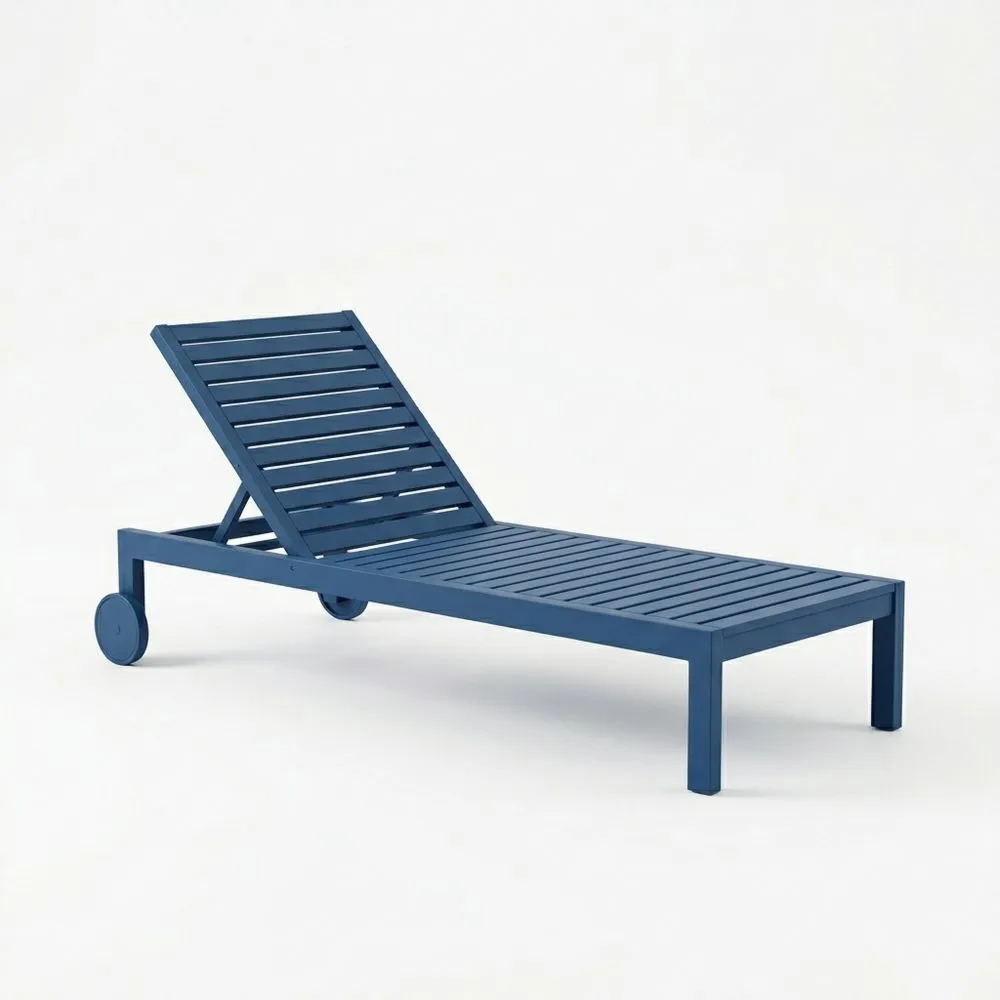 Aluminium Liegestuhl Blau mit Rädern