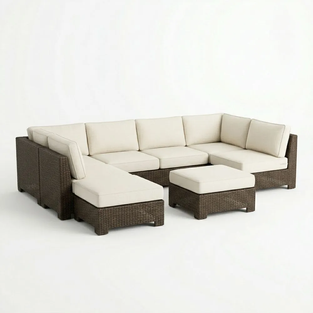 Modulares Rattan-Garten-Sofa-Set in Beige