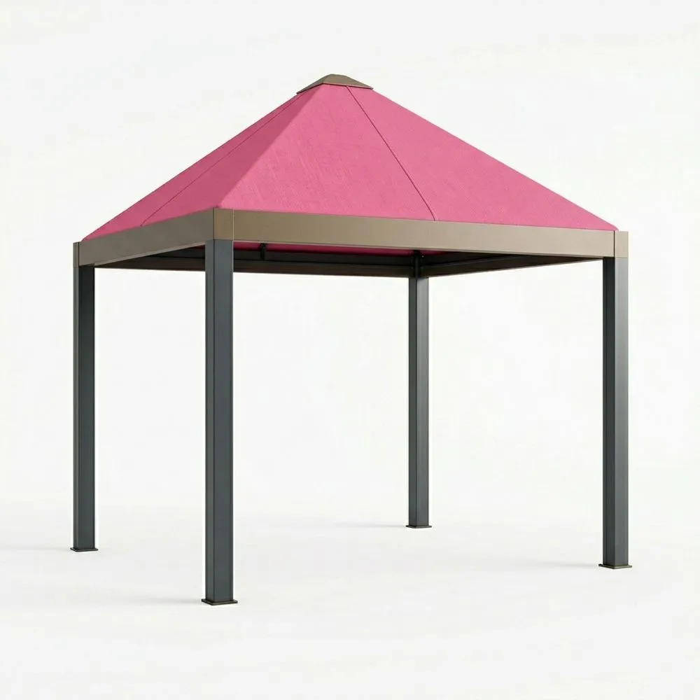 Pavillon Stahlrahmen Polyesterdach Pink, 300x300x250cm(L × B × H)