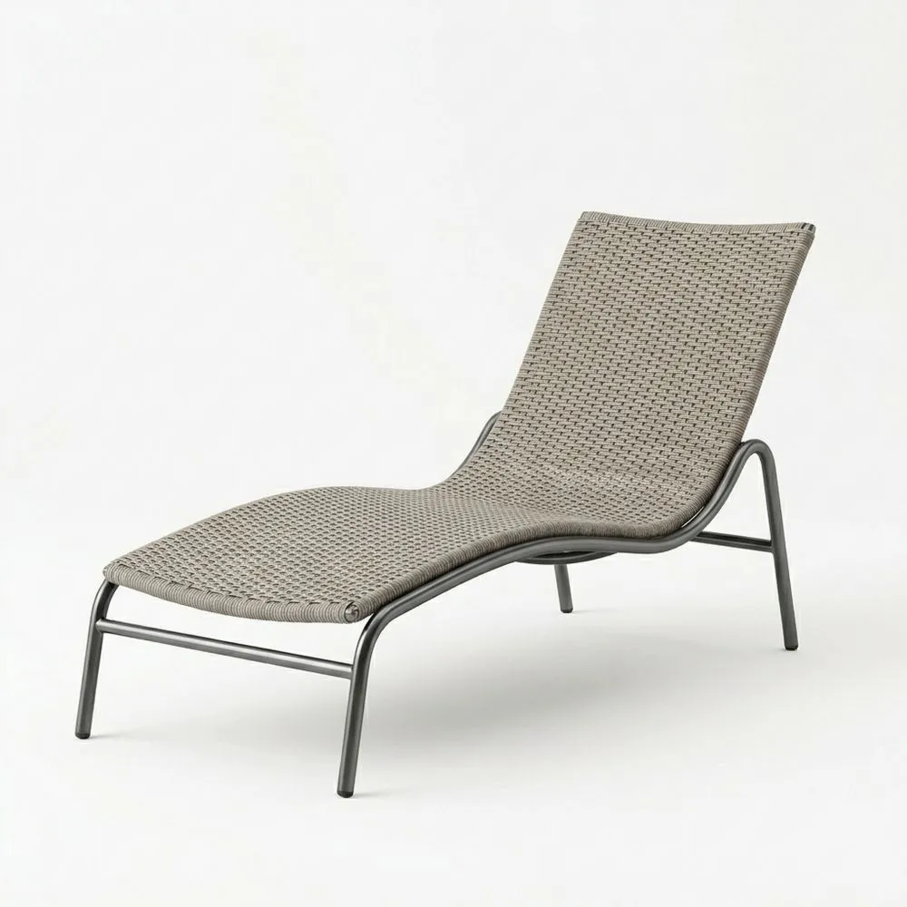 Edelstahlrahmen Sonnenliege mit Polypropylen-Gewebe Grau