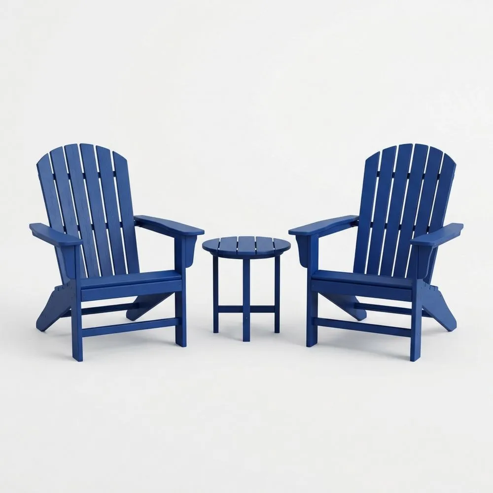 Adirondack Massivholz Gartenmöbelset Blau mit Beistelltisch
