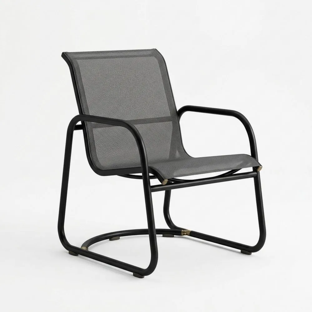 Gartenstuhl mit Stahlrahmen und Textilene-Gewebe Schwarz