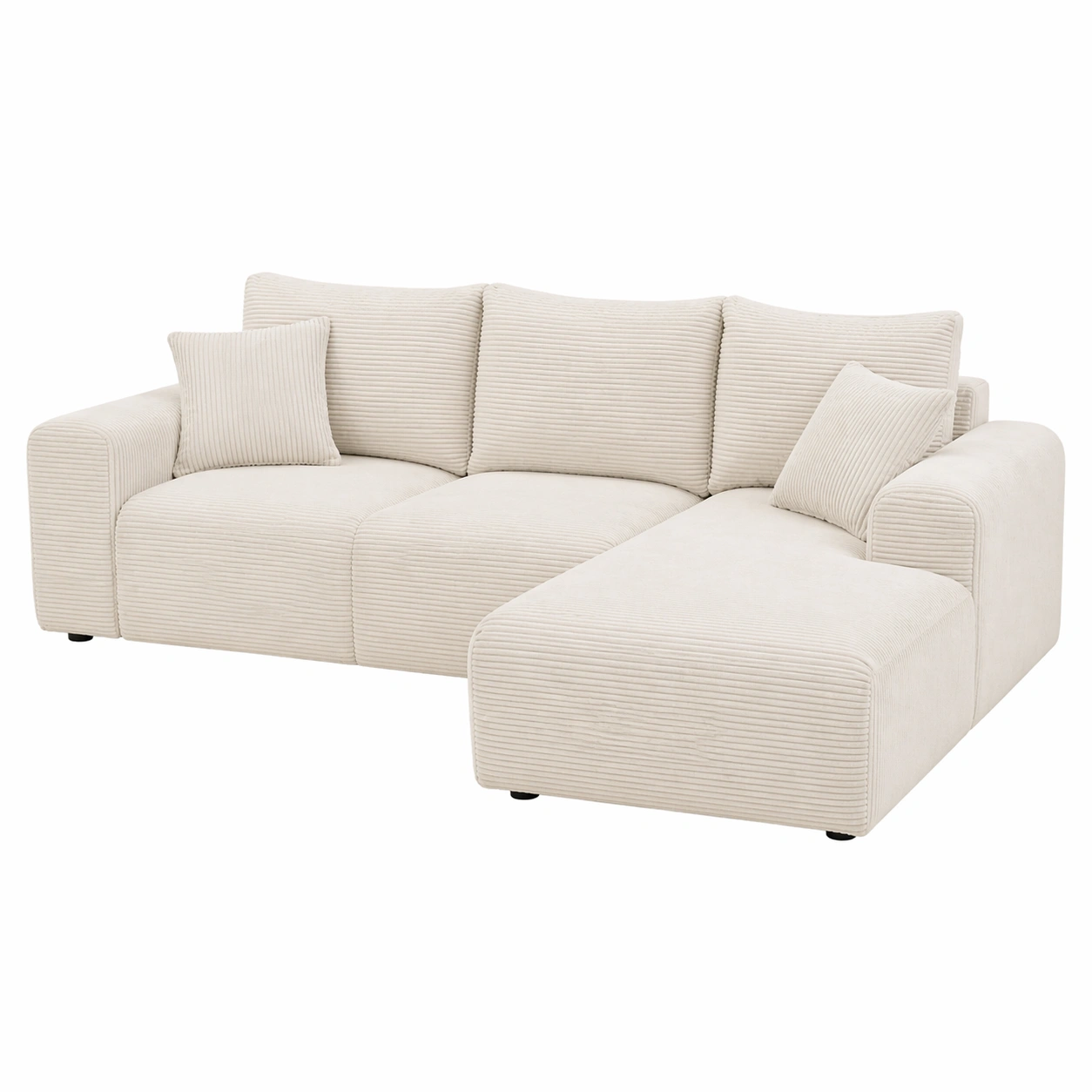 Sofá modular de 4 plazas con chaise longue y dise?o curvo en tela acanalada-ordermirae