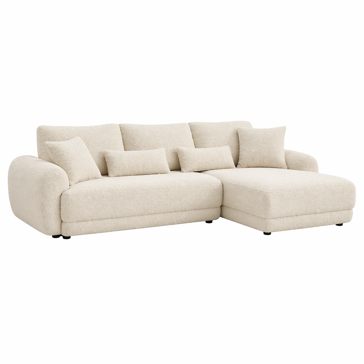 Sofá de 3 plazas con chaise longue dise?o orgánico en tela bouclé-ordermirae