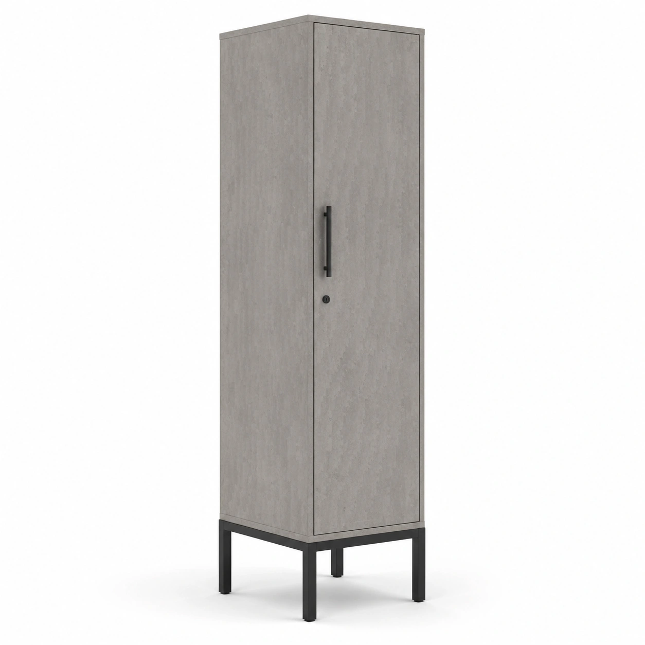 Armario de oficina alto con puerta y estructura metálica en gris claro-ordermirae