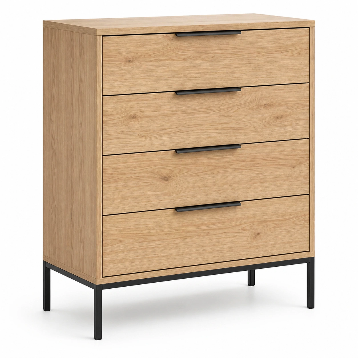 Cómoda moderna de 4 cajones con estructura metálica y acabado madera natural-ordermirae