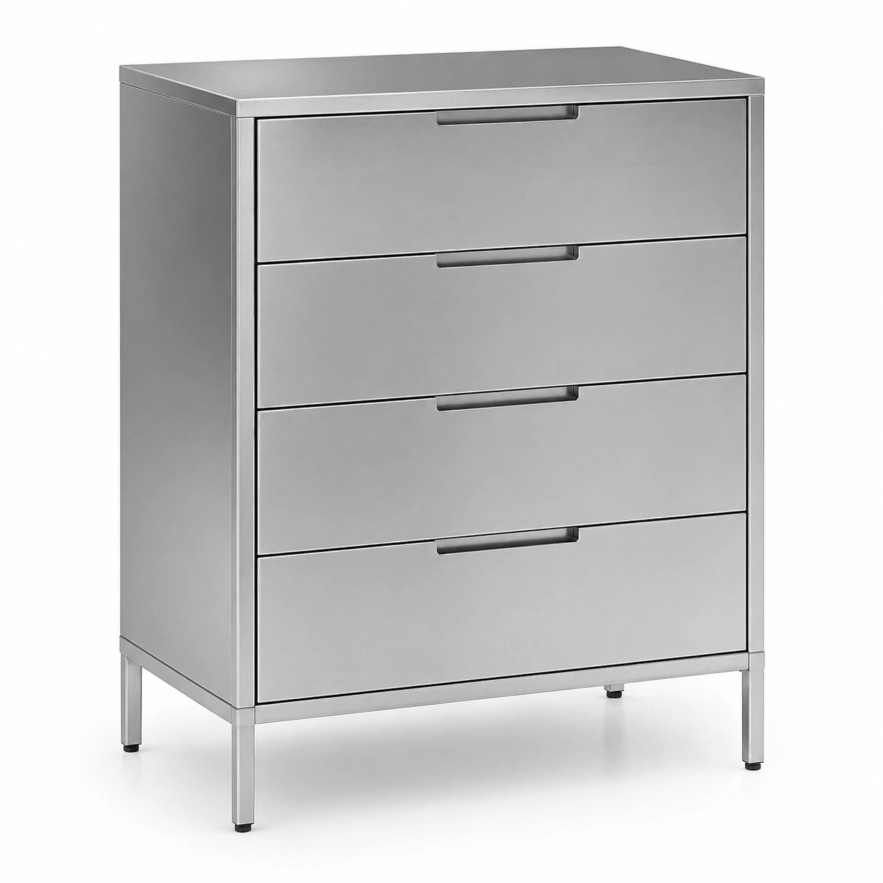 Cómoda metálica de 4 cajones estilo moderno Plata-ordermirae