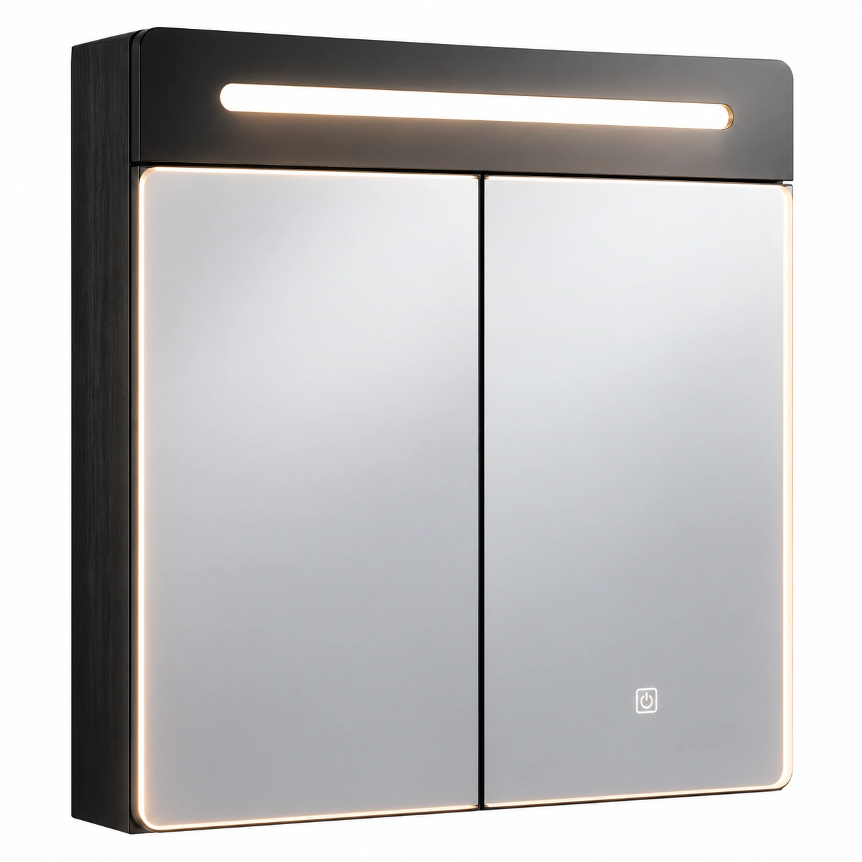 Armario de bano con espejo LED de pared 60x60 cm diseno moderno negro-orderdaro