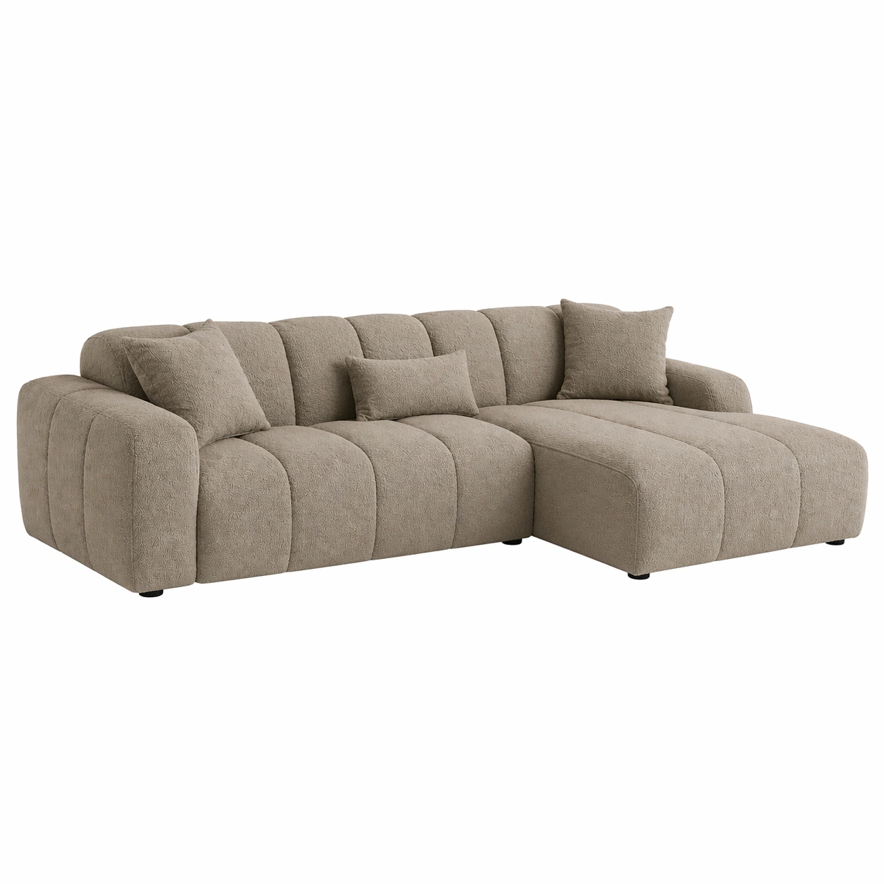 Sofá Modular de 2 Plazas con Chaise Longue en Beige Arena Acolchado Estilo Contemporáneo-orderdaro