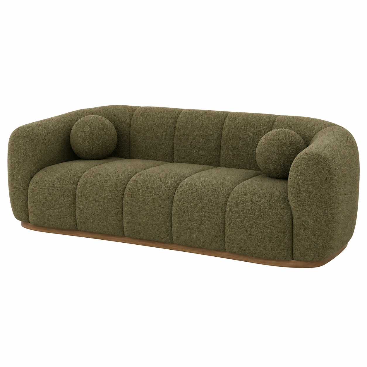 Sofá curvo de 2 plazas con dise?o moderno acolchado en tela bouclé verde oliva-orderdaro