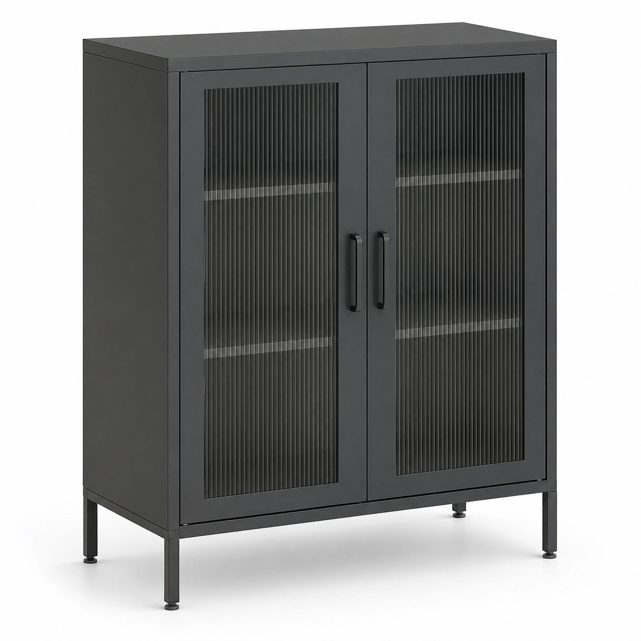 Armario metálico con puertas de vidrio acanalado estilo moderno 80 cm Negro-orderdaro