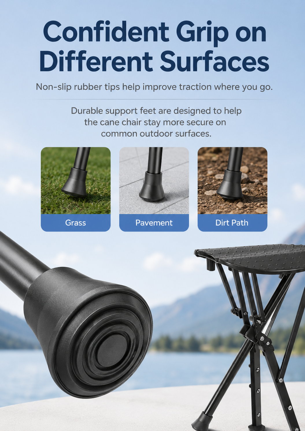 Zaqirox™ 2-in-1 Folding Cane Chair