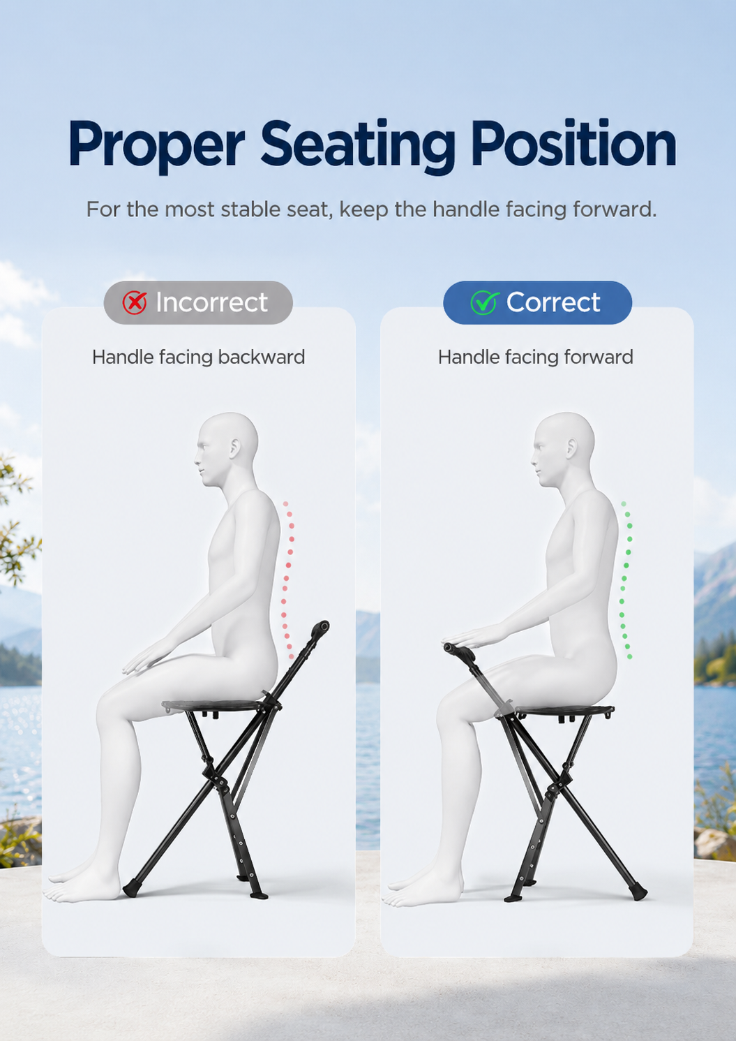 Zaqirox™ 2-in-1 Folding Cane Chair