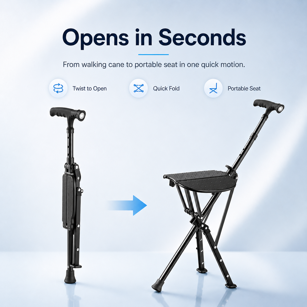 Zaqirox™ 2-in-1 Folding Cane Chair