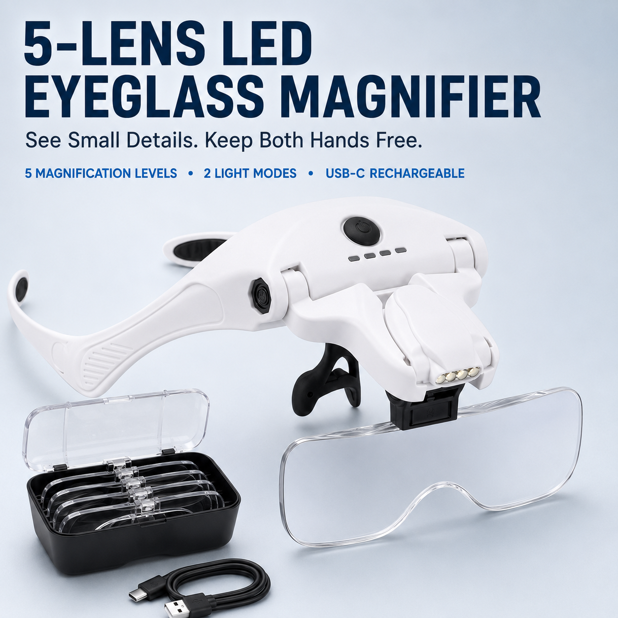 Zaqirox PrecisionView LED Headband Magnifier