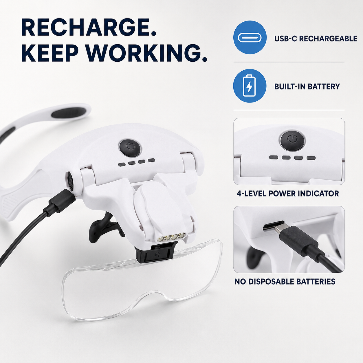 Zaqirox PrecisionView LED Headband Magnifier