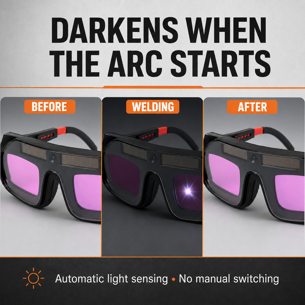 AutoShade Solar Welding Safety Glasses