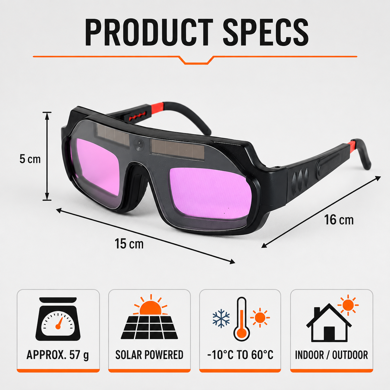 AutoShade Solar Welding Safety Glasses