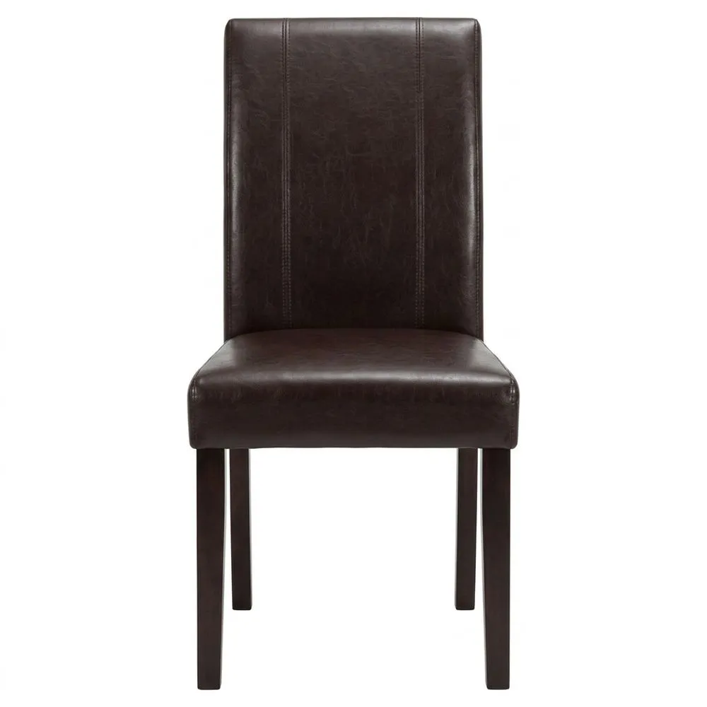 Esszimmerstuhl aus braunem PU-Leder mit Massivholzrahmen