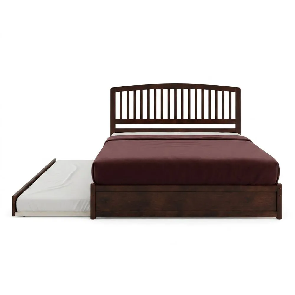 Doppelbett aus Massivholz mit ausziehbarem Gästebett