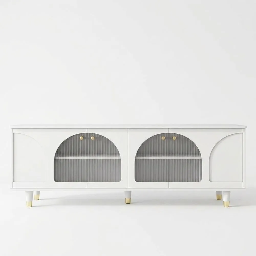 Sideboard MDF Weiß Glasfronten