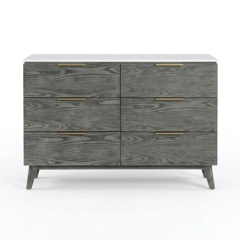 Kommode aus grauer Eiche mit 6 Schubladen