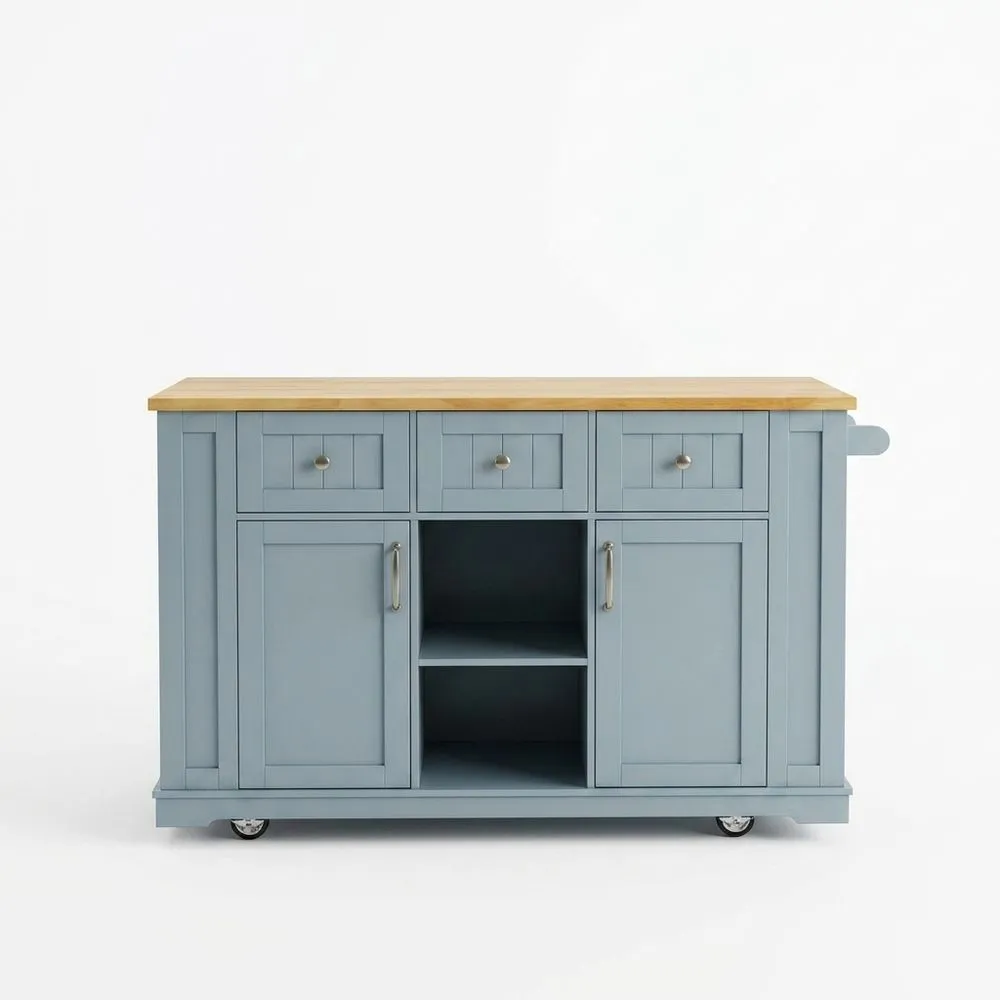 Blauer MDF-Küchenschrank mit Schubladen und Regalen