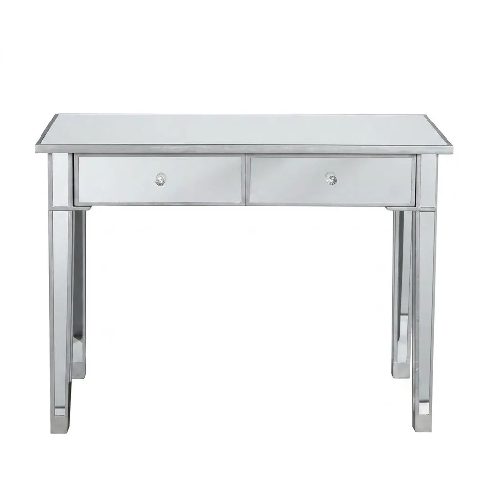 Konsolentisch aus silbernem Kohlenstoffstahl und Glasspiegel