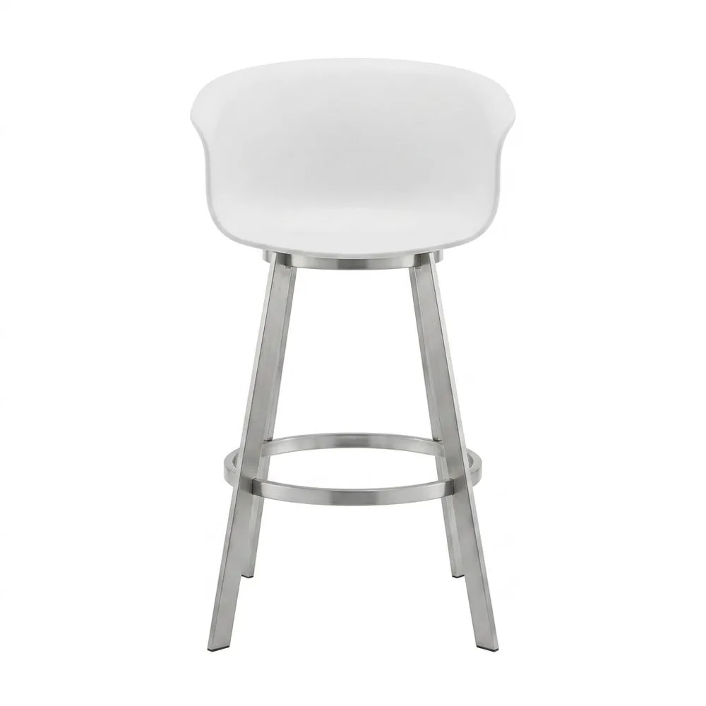 Barhocker mit Rückenlehne aus Polypropylen und Edelstahl