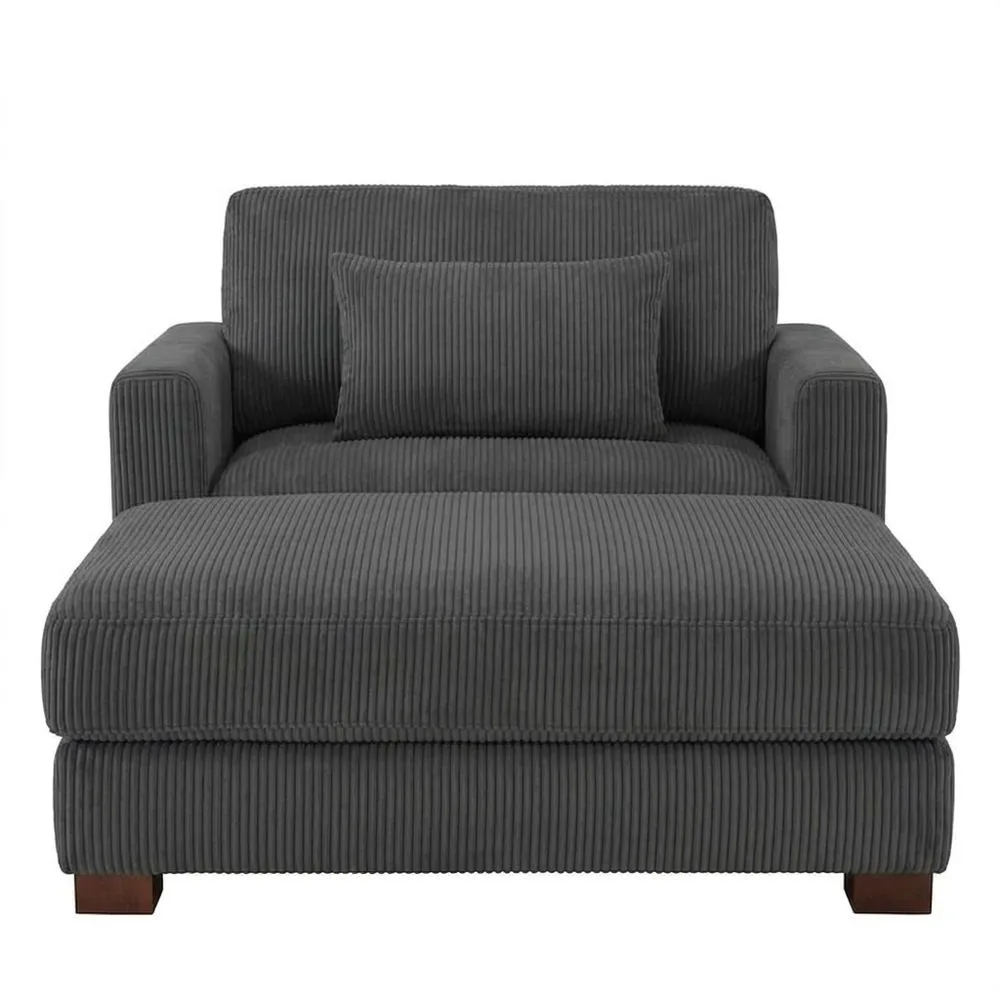 Grauer Cord Liegesessel mit Kissen