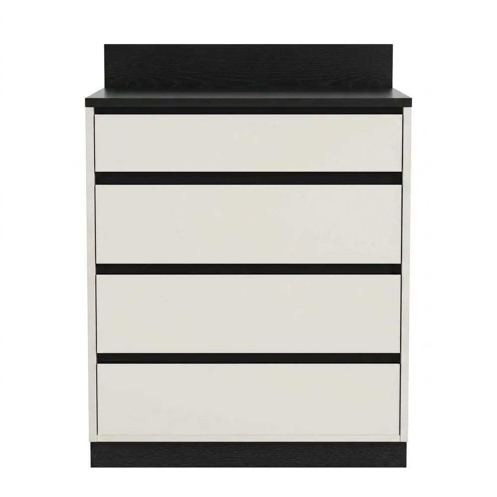 Kommode aus schwarzer und weißer Eiche mit 4 Schubladen