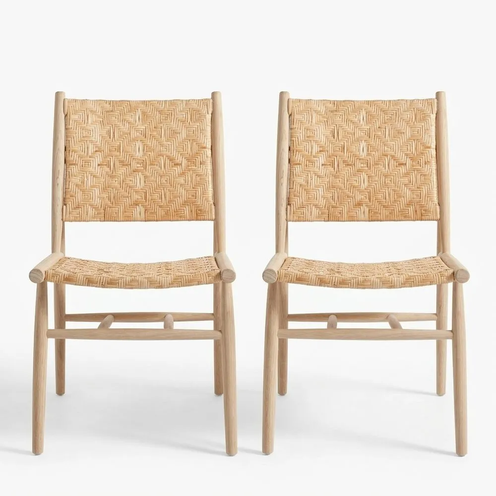 2-teiliges Stuhl- und Rattansitz-Set in Naturfarbe