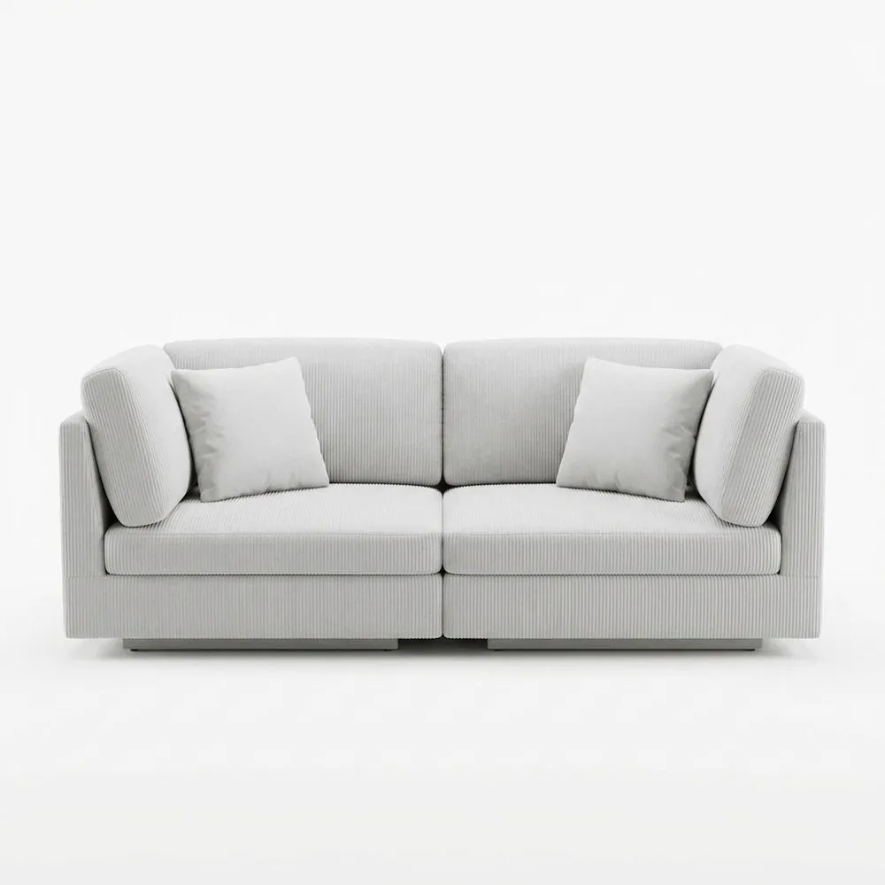 Graues Cord-Dreisitzer-Sofa