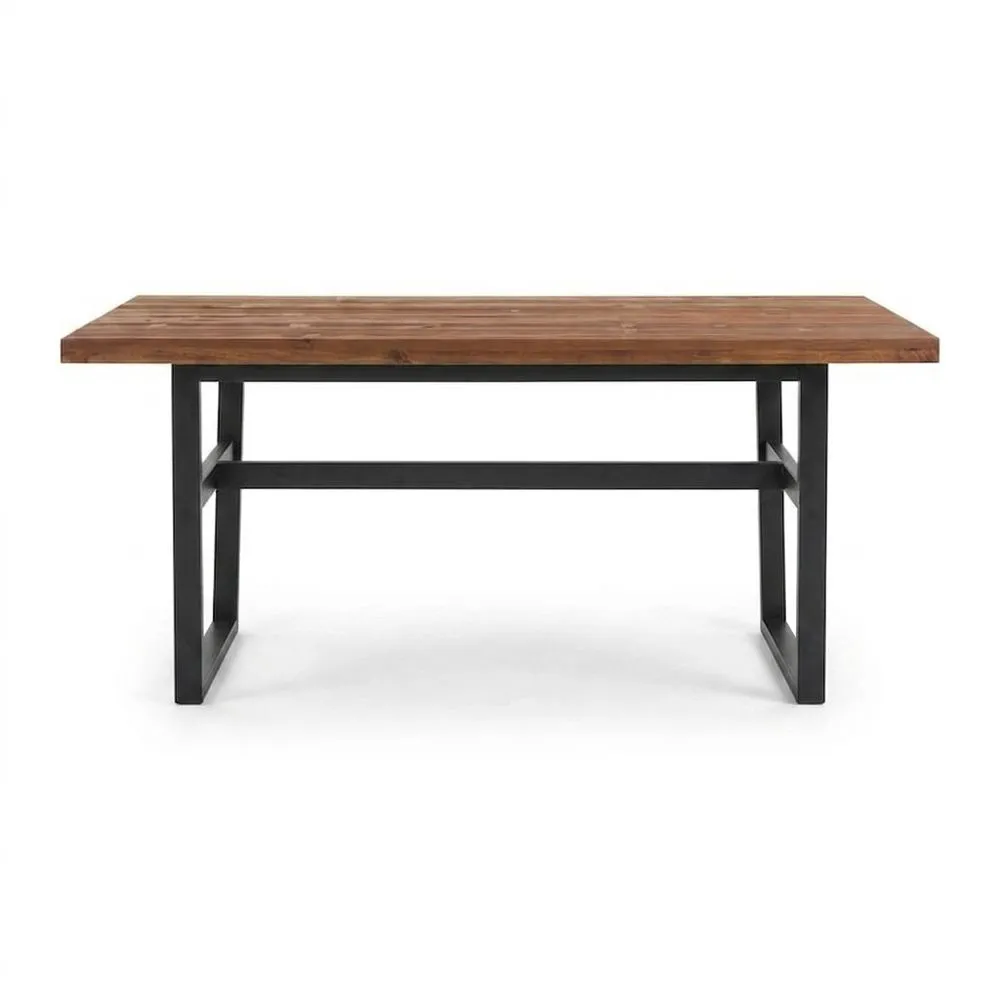 Rechteckiger Esstisch aus Akazienholz mit Beinen aus Aluminiumlegierung