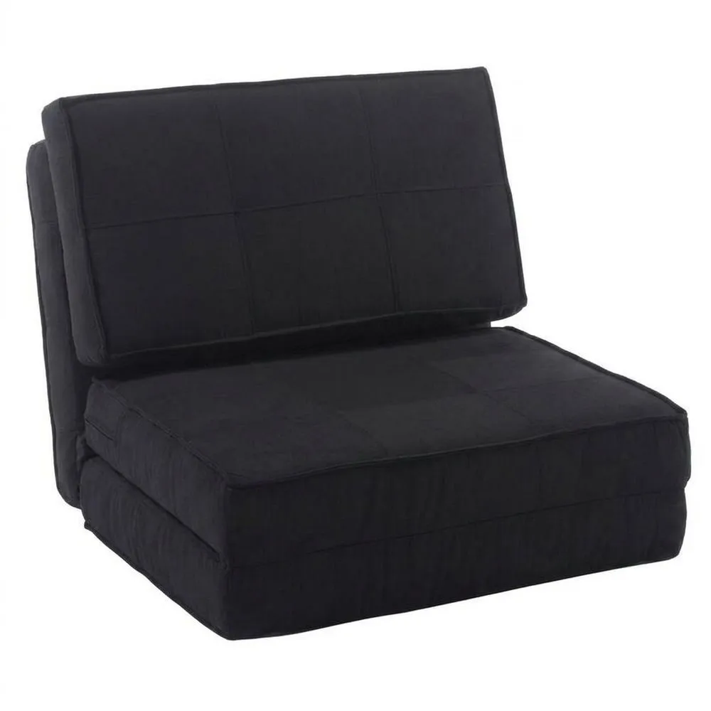 Schwarzer Klappstuhl mit Mikrofaserbezug