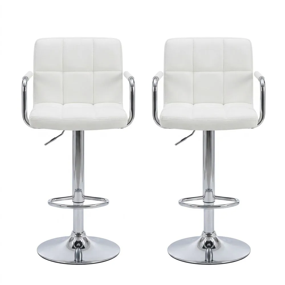 2er Set Barhocker Leder Weiß höhenverstellbar drehbar