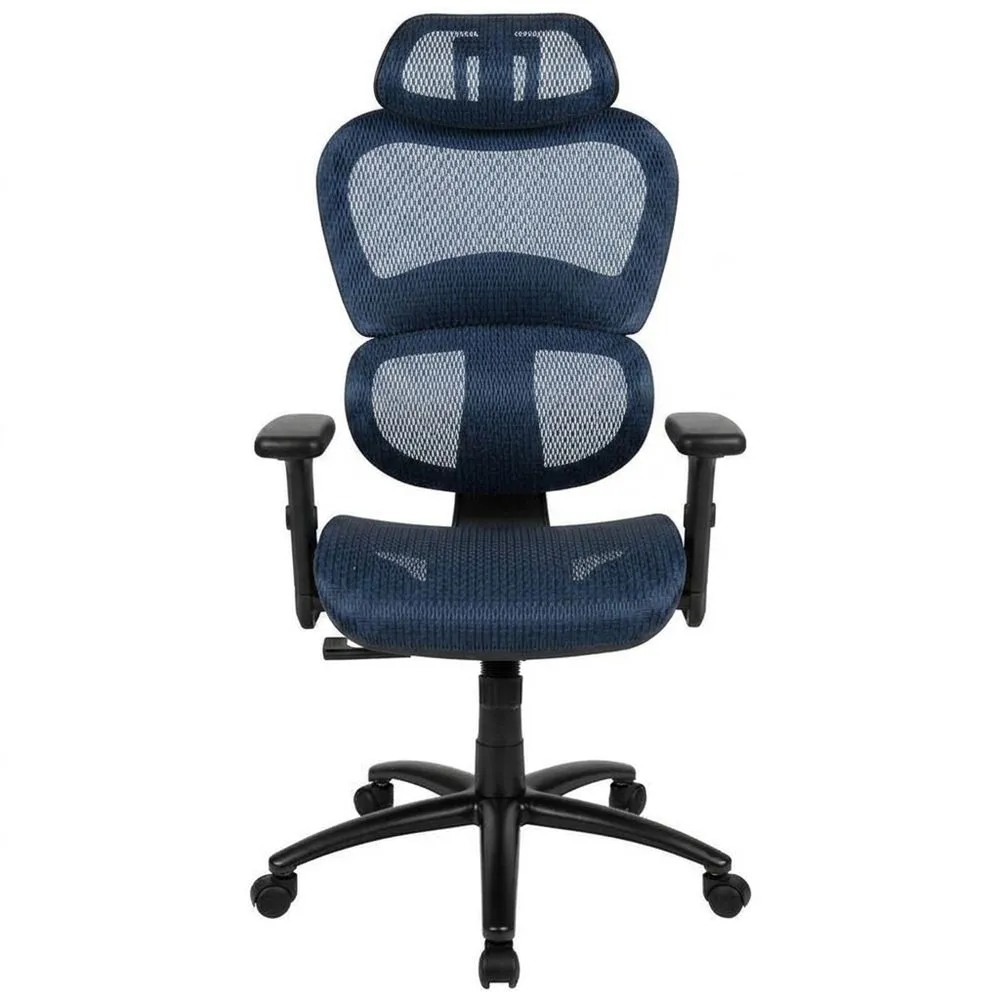 Ergonomischer Bürostuhl Netzstoff Blau Verstellbar