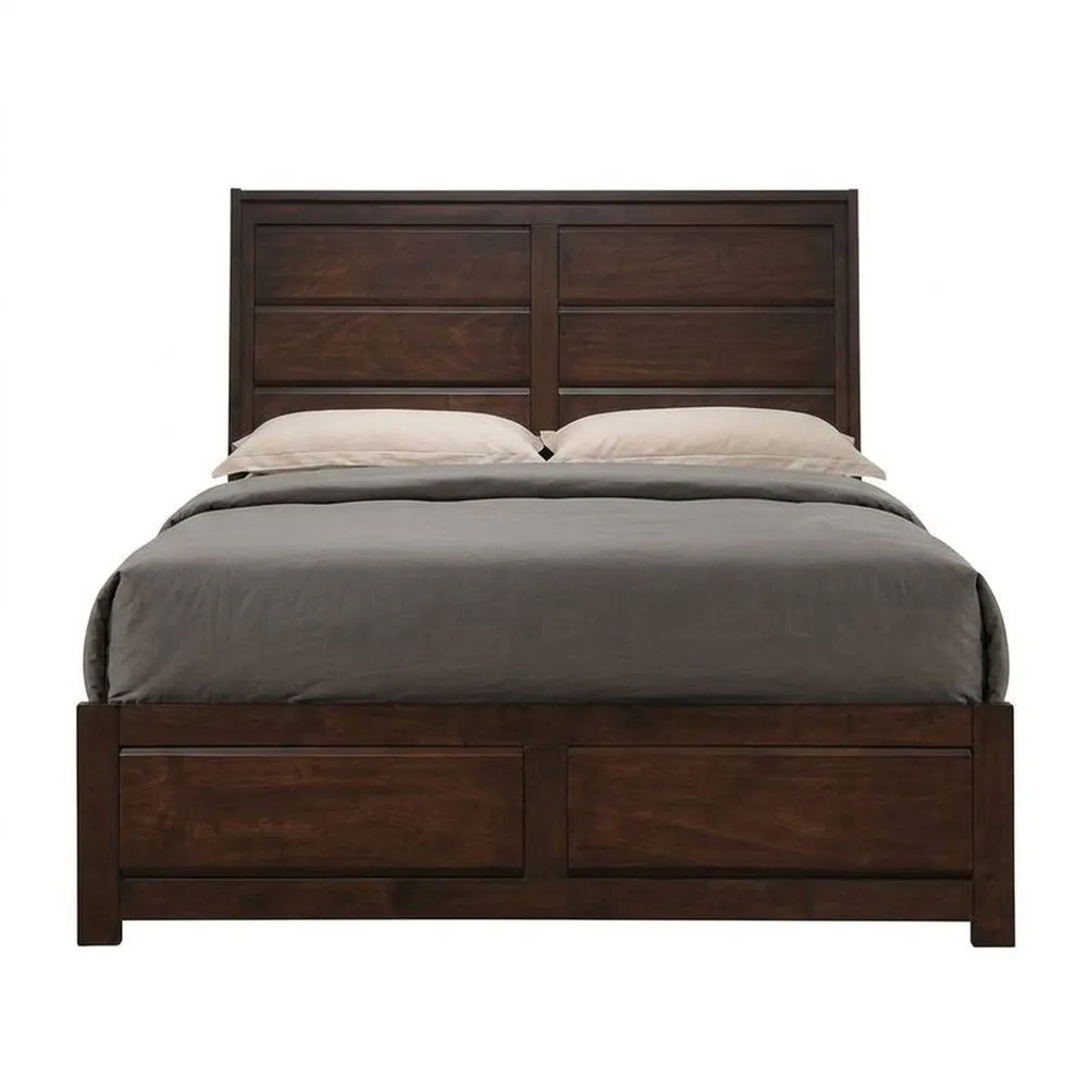 Doppelbett aus dunkelbraunem Massivholz