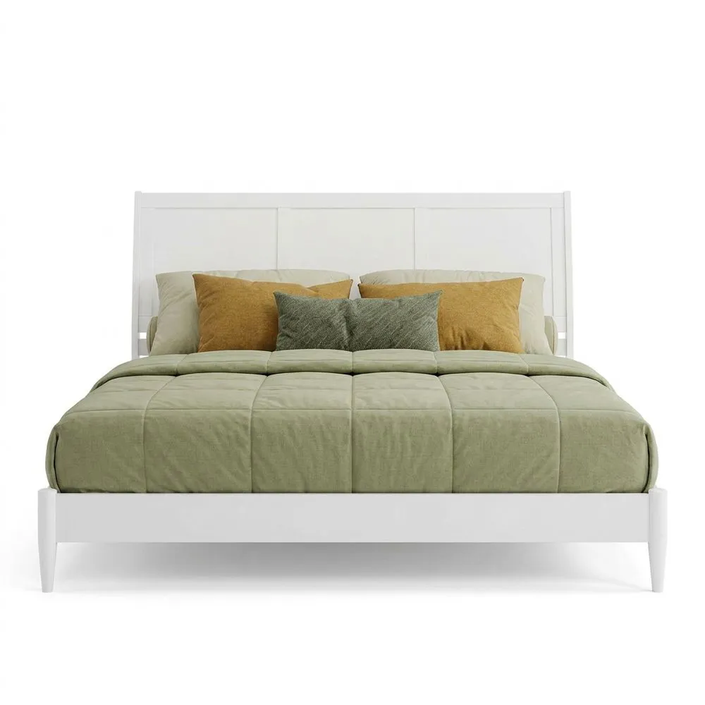 Doppelbett aus weißem Massivholz