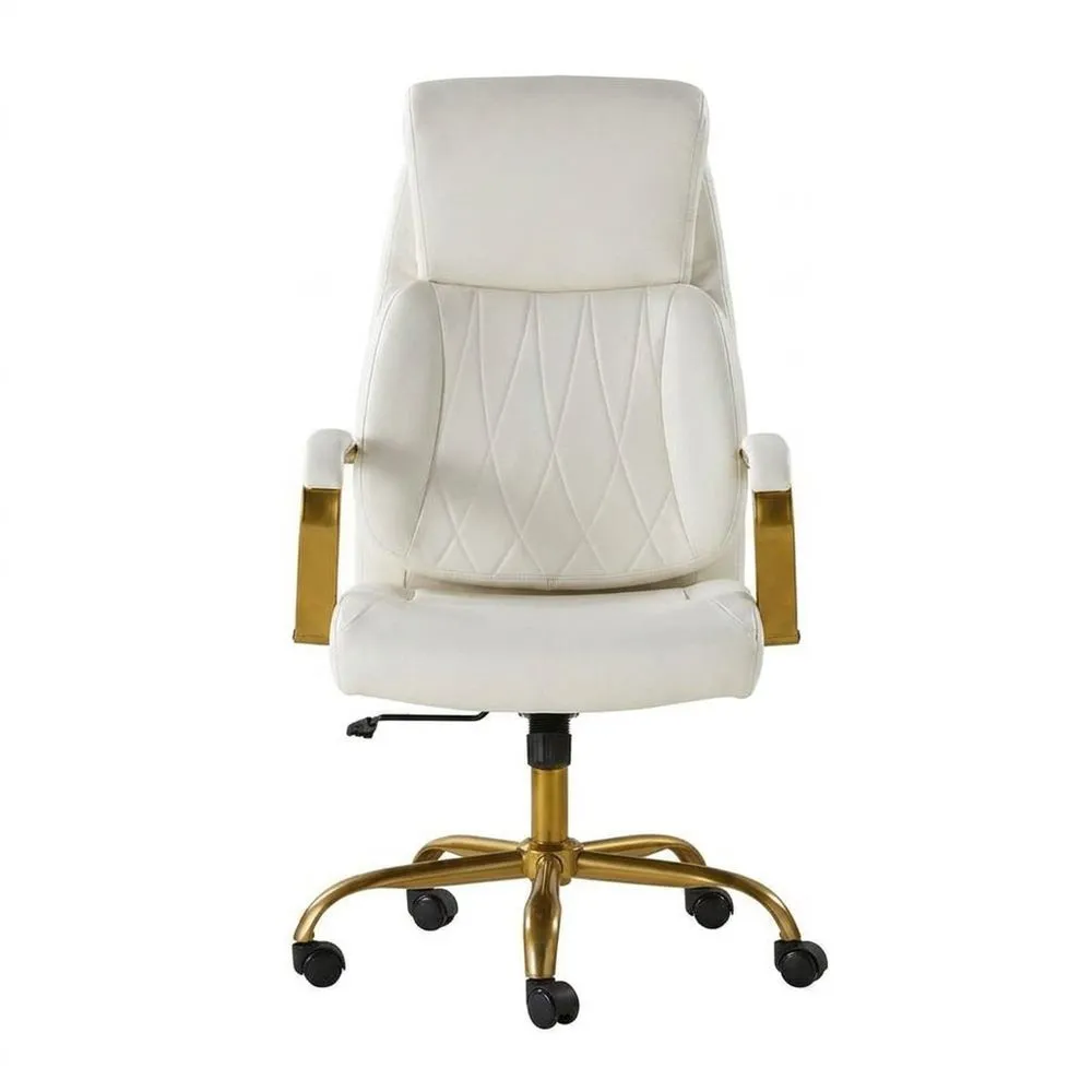 Drehbarer Bürostuhl Weiß Kunstleder