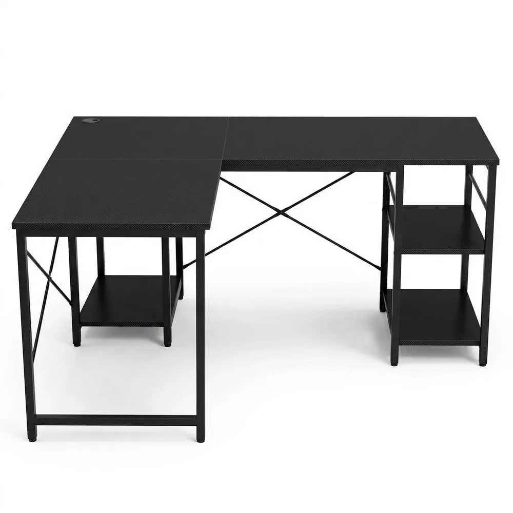 Eck-Ecktisch in L-Form mit Bücherregal aus pulverbeschichtetem MDF-Faserplatten-Kohlenstoffstahl