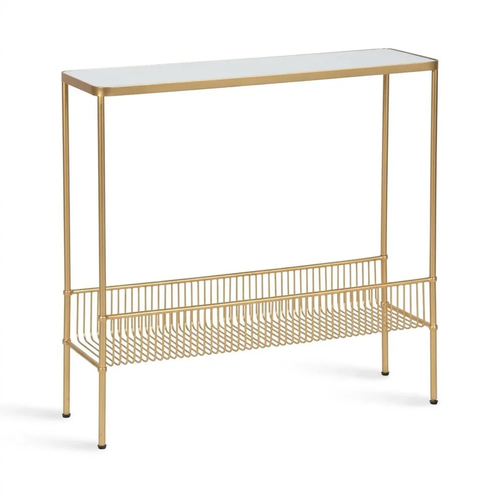 Konsolentisch aus Fiberglas, Kohlenstoffstahl und Gold