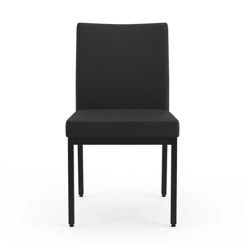 Stuhl mit Gestell aus Kohlenstoffstahl und schwarzem Polyesterbezug