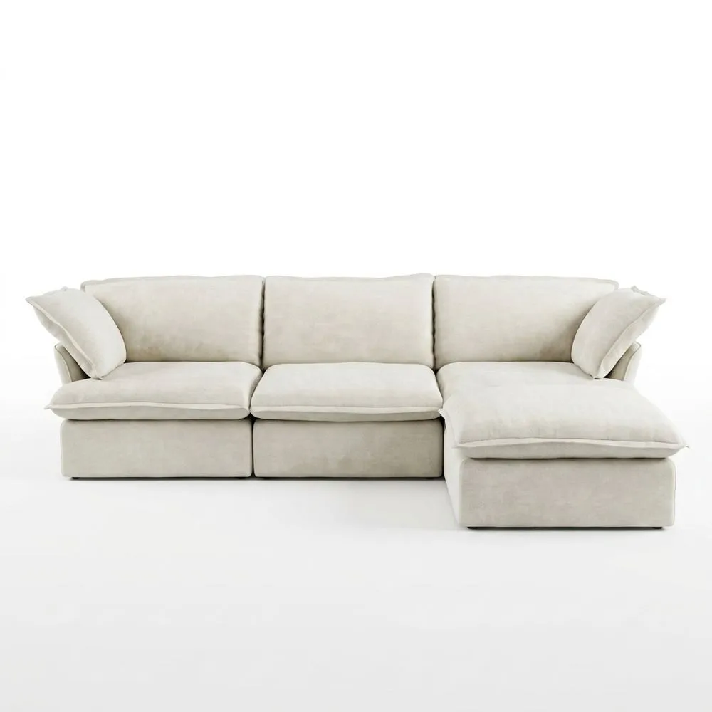 Beiges modulares Ecksofa aus Mikrofaser