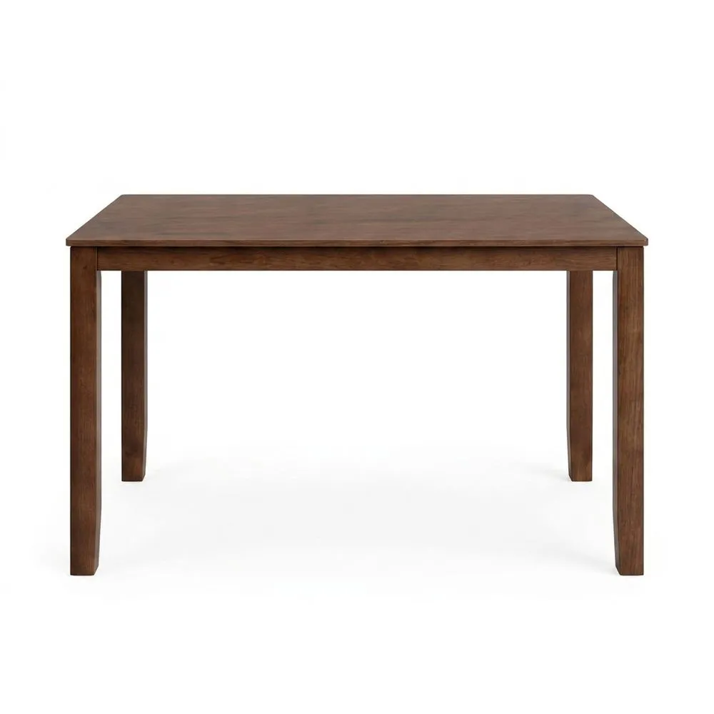 quadratischer Esstisch aus braunem Massivholz