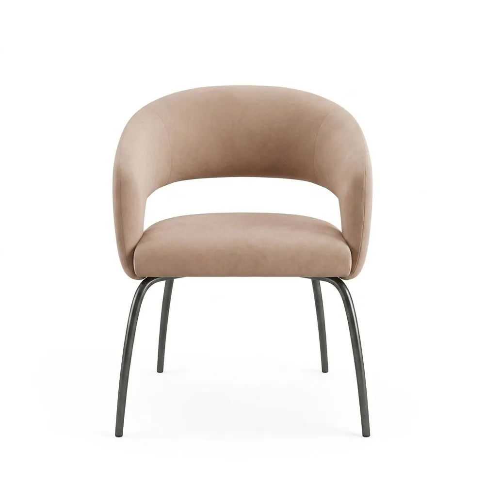 Stuhl Mikrofaser Beige mit Stahlbeinen