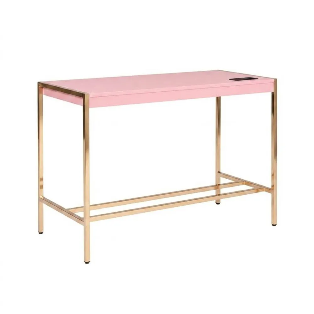 Schreibtisch aus MDF mit rosa Stahlrahmen