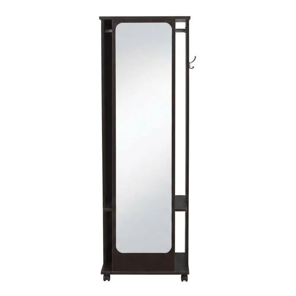 Brauner, drehbarer Spiegel mit Rädern