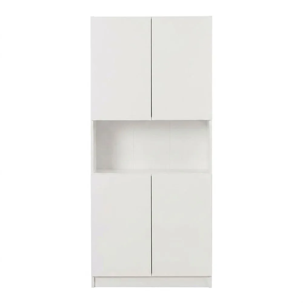 Weißer MDF-Schrank mit vier Türen 180x80x40 cm